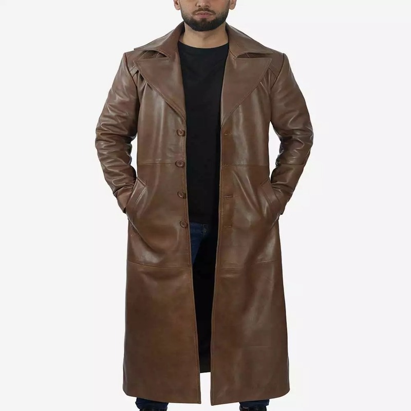 Leather trench coat