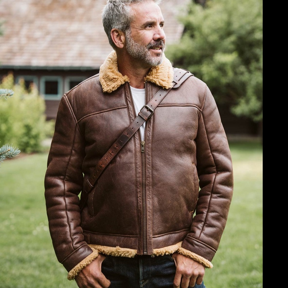 Shearling-leather-bomber-jacket-brown-Steel