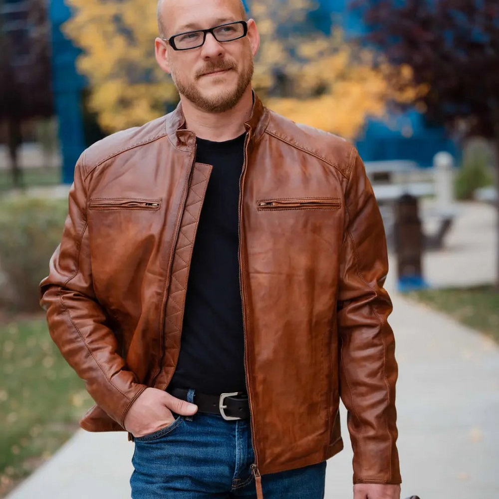 men's leather blazer