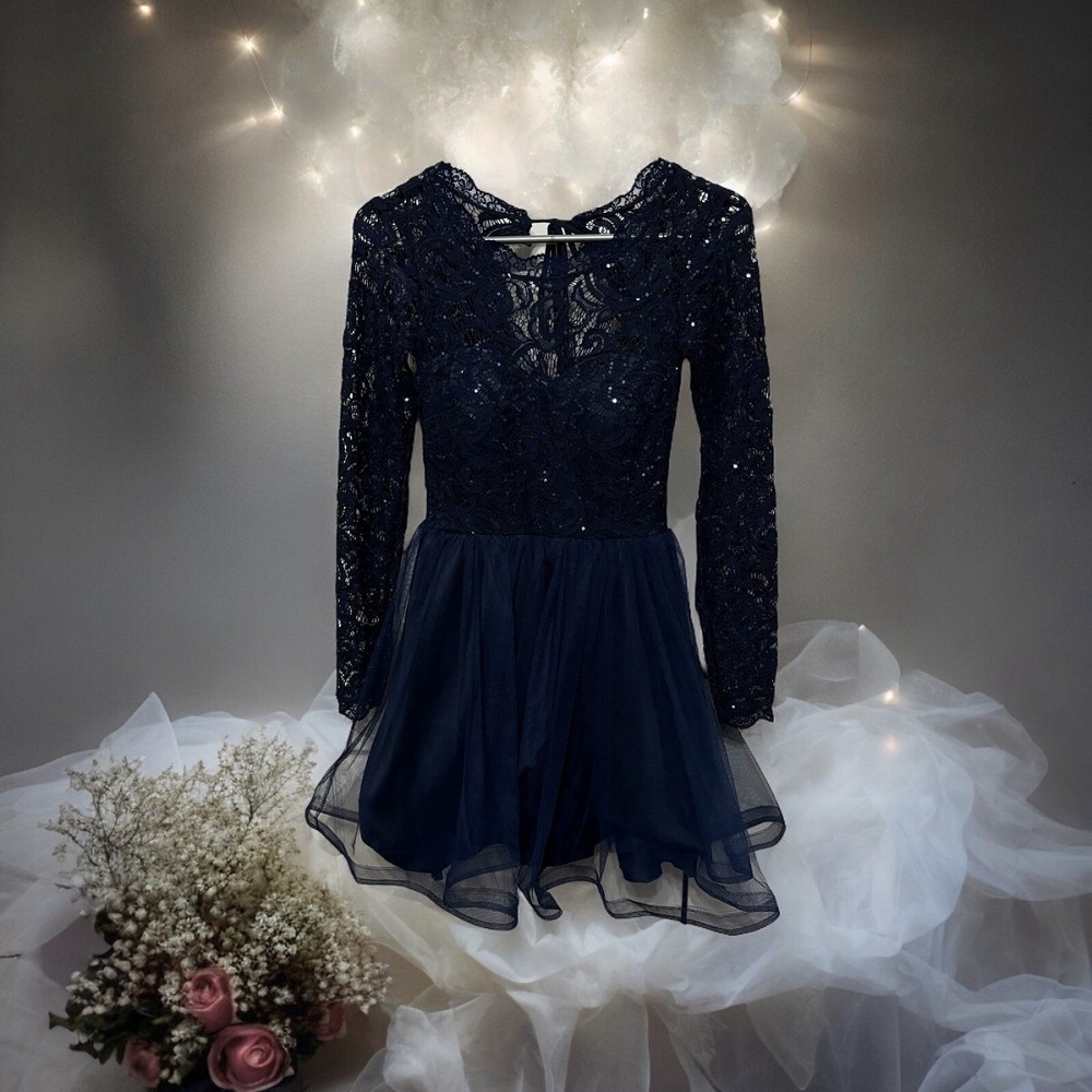 navy blue semi formal dress
