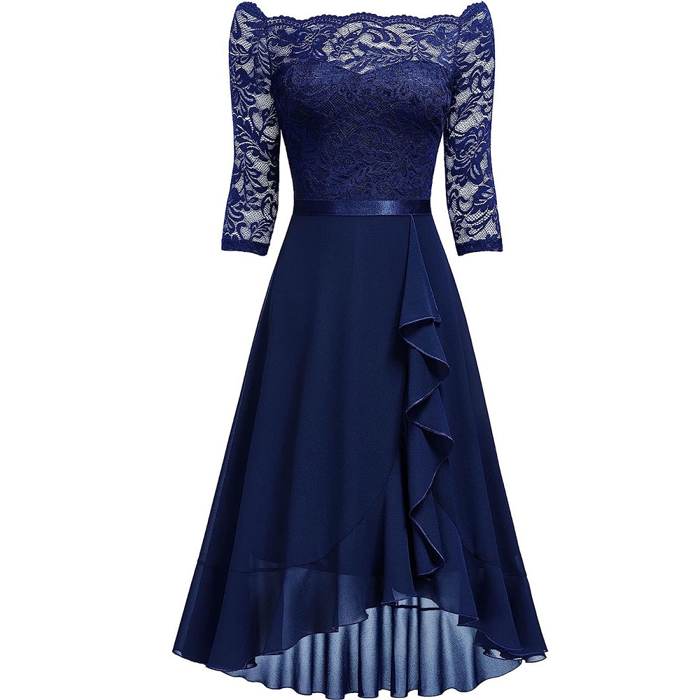 navy blue semi formal dress