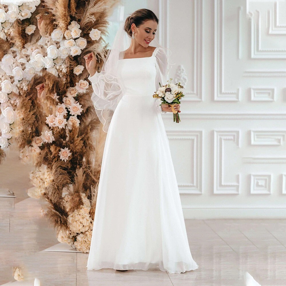 a line wedding gown