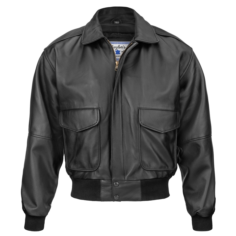 black leather bomber jacket