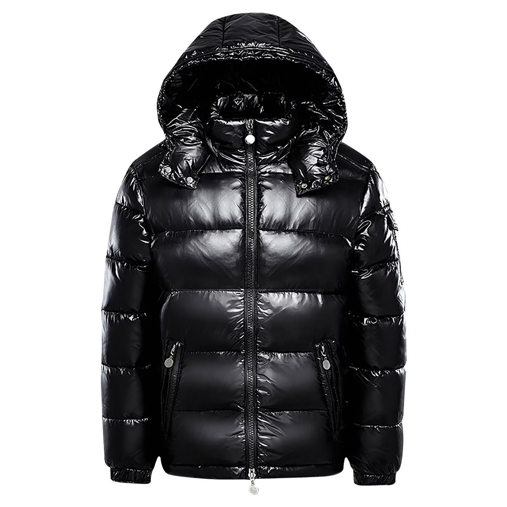 black puffer coat with hood
