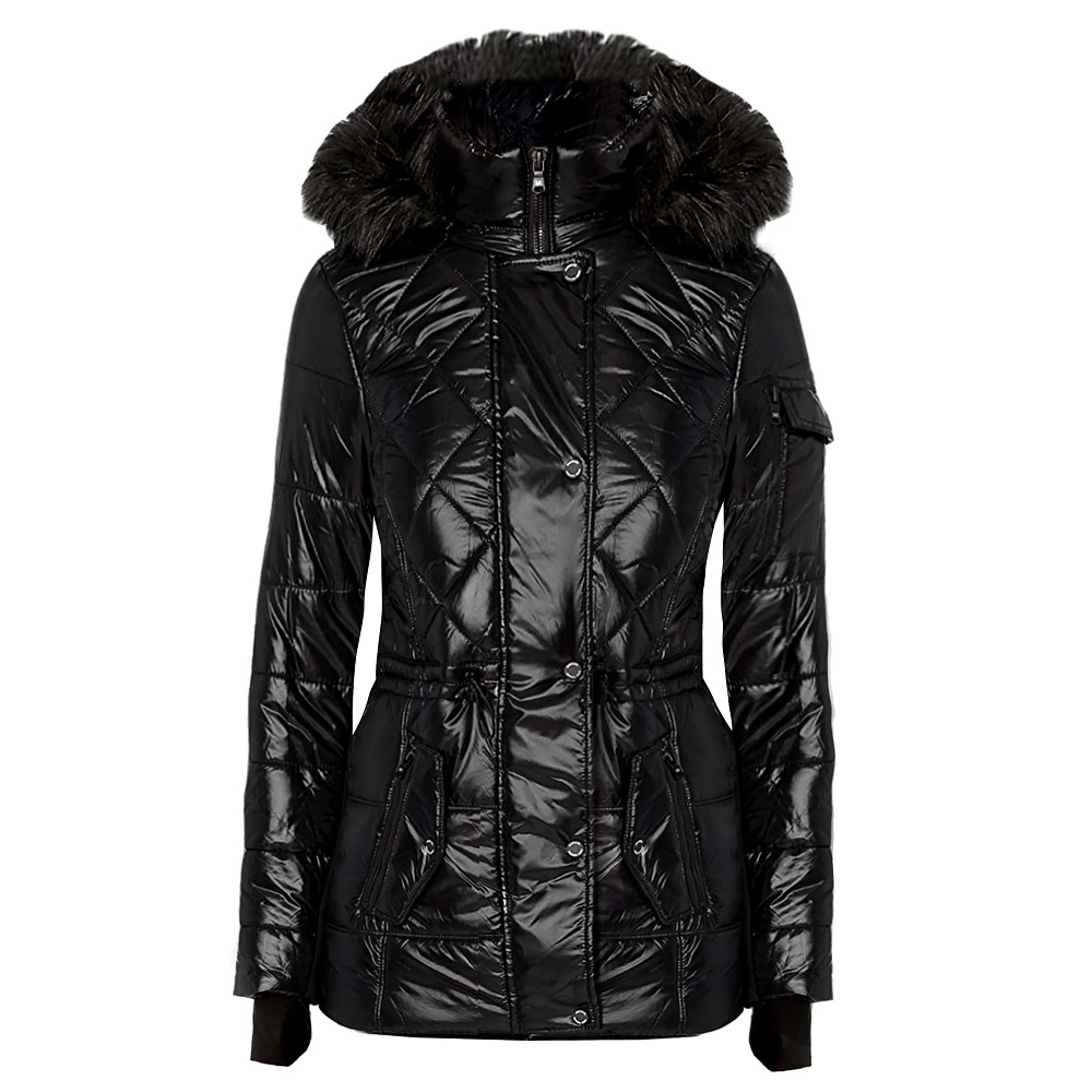 black puffer coat with hood
